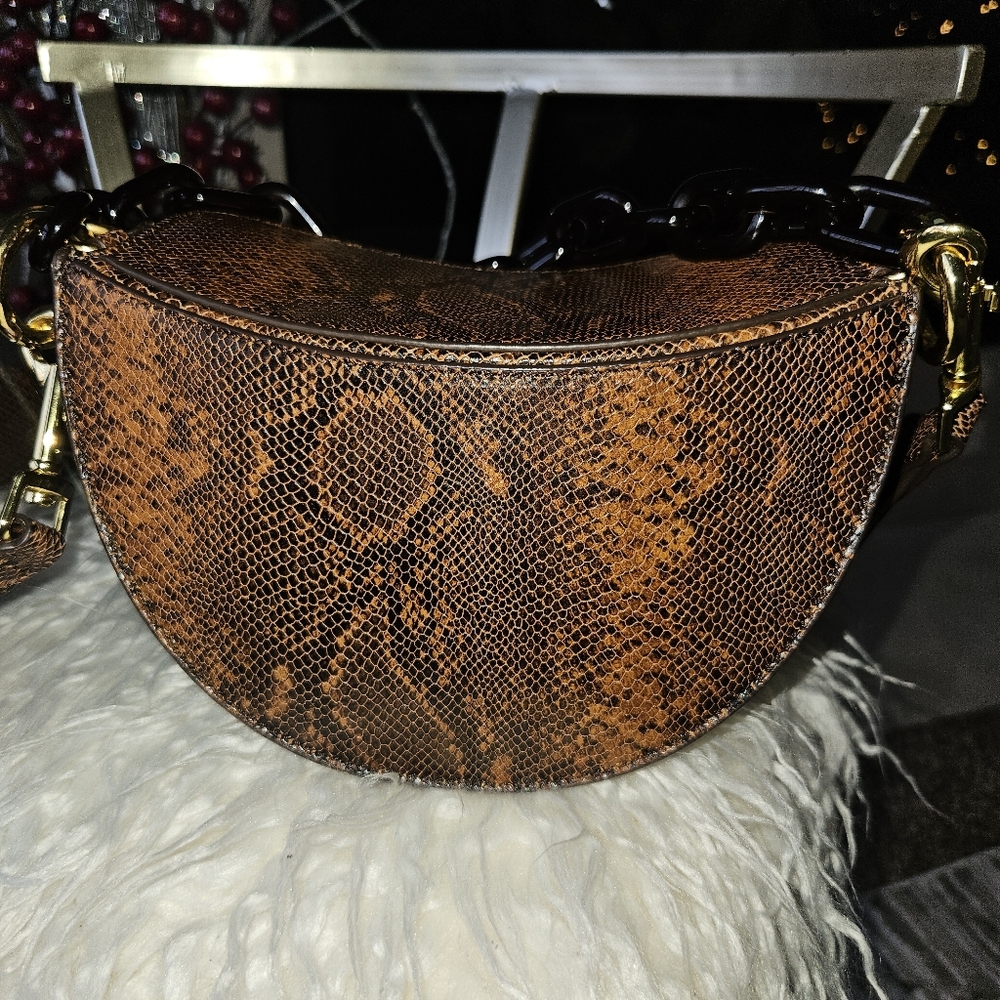 Yuzefi Doris Brown Snake Skin Pattern Bag-EUC - Picture 13 of 15